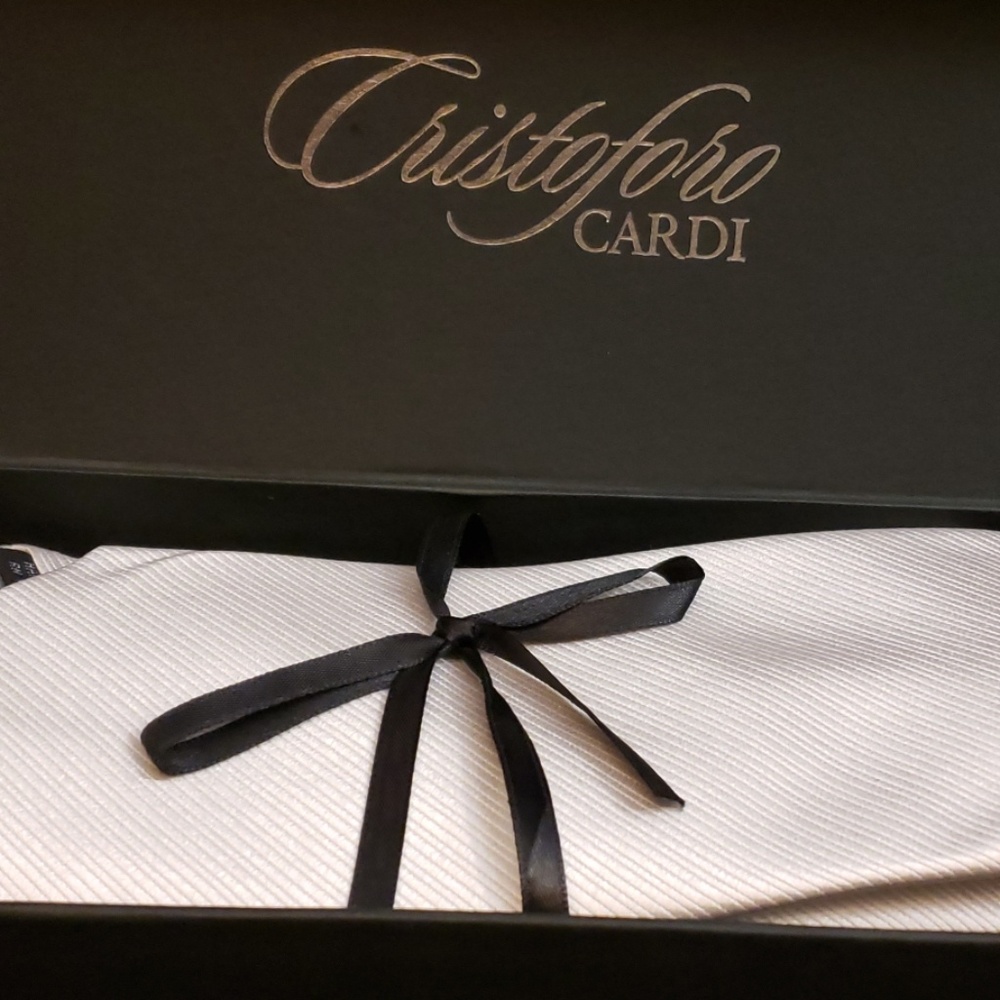 CRISTOFORO CARDI 100% SILK NECKTIE WHITE